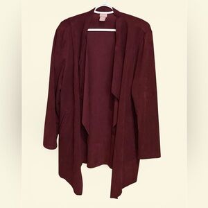 Chicos Burgundy Waterfall Open Front Cardigan